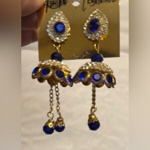 Elegant Blue and Gold Earrings